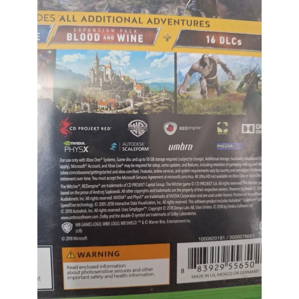 The Witcher 3: Wild Hunt - Complete Edition - Microsoft Xbox One - CIB - Tested